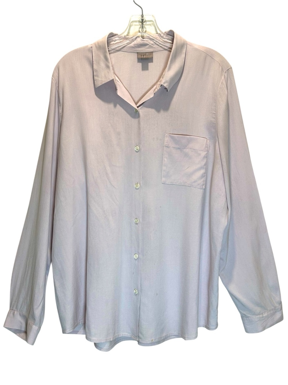 J Jill Pale Pink Silk Long Line Relaxed Fit Button Up Blouse - Extra Large